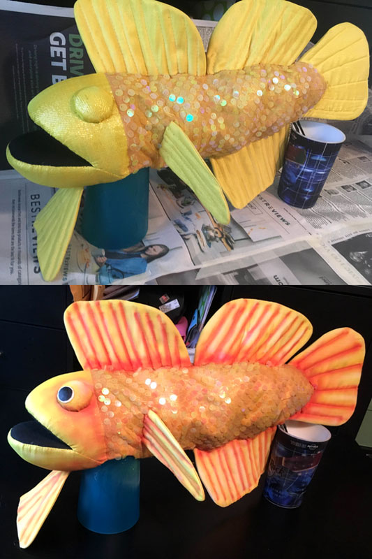 Goby, the fish, puppet paining progress